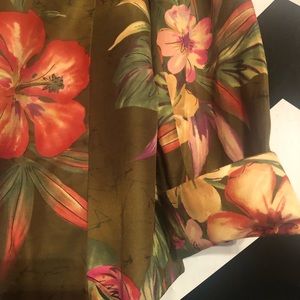 Peck & Peck Green Tropical Print Silk Blend Blazer